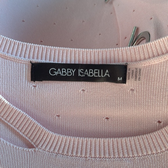 Gabby Isabella Pastel Pink Vented Sweater Asymmetrical. Silver Bar/Grommets. Med - Picture 6 of 7
